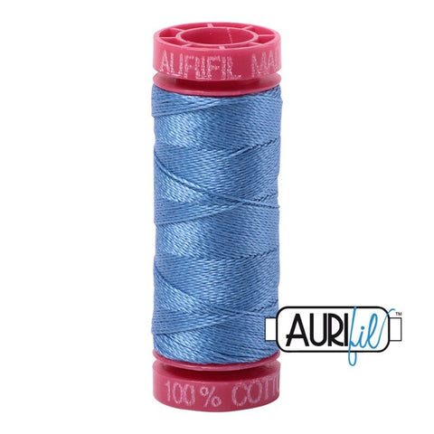 AURIFIL 2725 Light Wedgewood Blue MAKO 12 Weight Wt 54 Yards Spool Quilt Cotton Quilting Thread