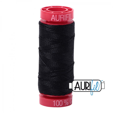 AURIFIL 2692 Black MAKO 12 Weight Wt 50M 54 Yards Spool Quilt Cotton Quilting Thread