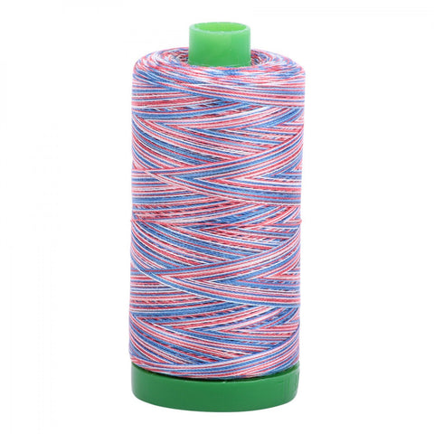 AURIFIL Variegated 3852 Liberty MAKO 40 Weight Wt 1000m 1094y Red White Blue Spool Quilt Cotton Quilting Thread