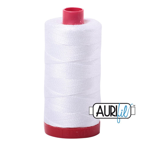 AURIFIL 2024 Bright White MAKO 12 Weight Wt 350 Meters 356 Yards Spool Quilt Cotton Quilting Thread