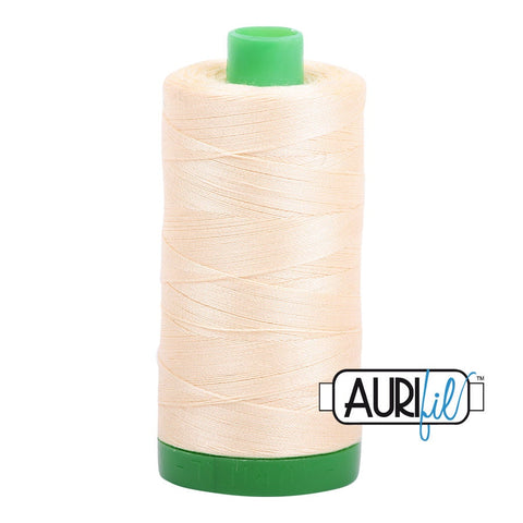 AURIFIL 2123 Butter Light Yellow MAKO 40 Weight Wt 1000m 1094y Spool Quilt Cotton Quilting Thread