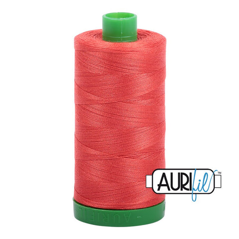 AURIFIL 2277 Light Red Orange MAKO 40 Weight Wt 1000m 1094y Spool Quilt Cotton Quilting Thread