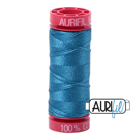 AURIFIL 1125 Medium Teal Blue MAKO 12 Weight Wt 54 Yards Spool Quilt Cotton Quilting Thread