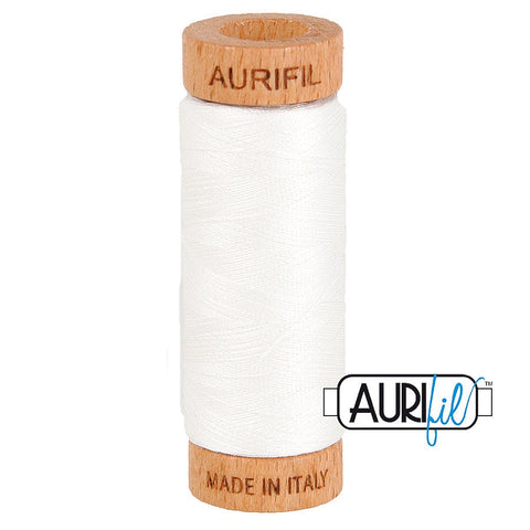 AURIFIL 2021 Natural White Neutral MAKO 80 Weight Wt 274 meters 300 yards Spool Quilt Hand Applique Cotton Quilting Thread