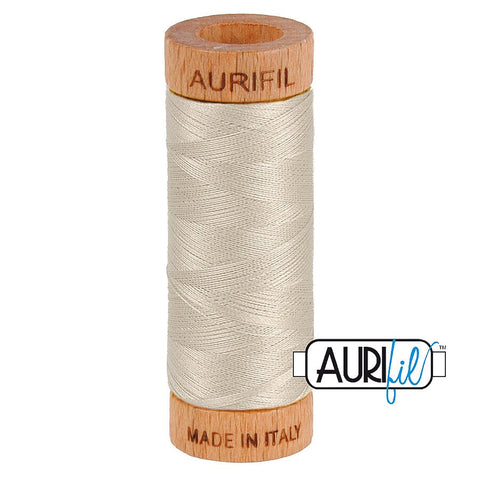 AURIFIL 6725 Moondust Silver Grey Gray Tan Neutral MAKO 80 Weight Wt 274 meters 300 yards Spool Quilt Hand Applique Cotton Quilting Thread