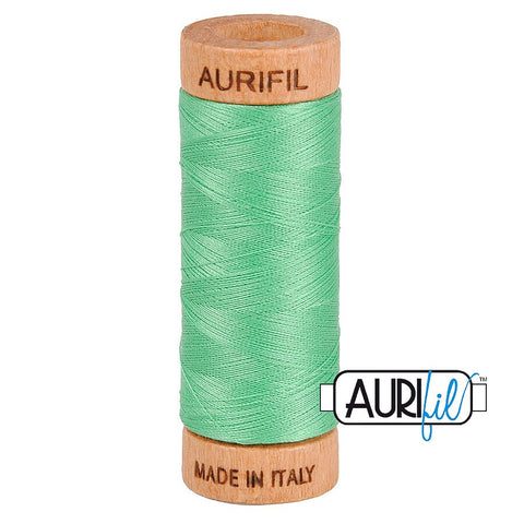 AURIFIL 2860 Light Emerald Green MAKO 80 Weight Wt 274 meters 300 yards Spool Quilt Hand Applique Cotton Quilting Thread