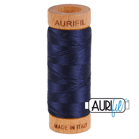 AURIFIL 2785 Very Dark Navy Blue Ink MAKO 80 Weight Wt 274 meters 300 yards Spool Quilt Hand Applique Cotton Quilting Thread