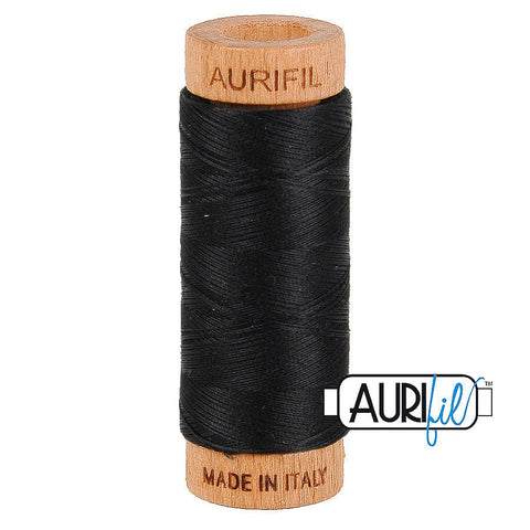 AURIFIL 2692 Black Ink Neutral MAKO 80 Weight Wt 274 meters 300 yards Spool Quilt Hand Applique Cotton Quilting Thread