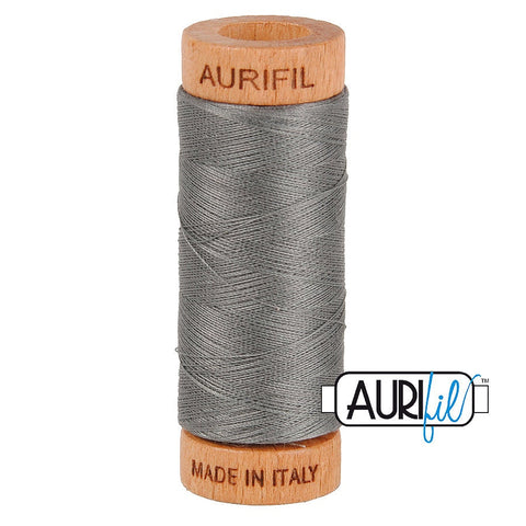 AURIFIL 5004 Grey Smoke Gray Graphite MAKO 80 Weight Wt 274 meters 300 yards Spool Quilt Hand Applique Cotton Quilting Thread