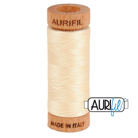 AURIFIL 2123 Butter Yellow Neutral MAKO 80 Weight Wt 274 meters 300 yards Spool Quilt Hand Applique Cotton Quilting Thread