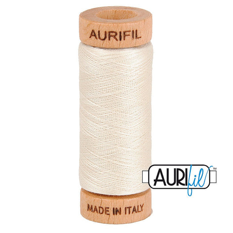 AURIFIL 2309 Silver White Neutral MAKO 80 Weight Wt 274 meters 300 yards Spool Quilt Hand Applique Cotton Quilting Thread