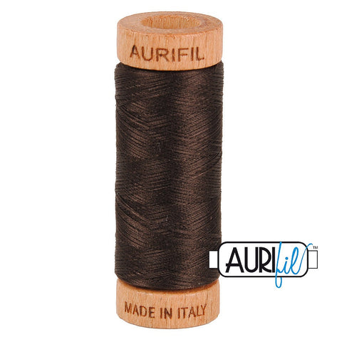 AURIFIL 1130 Very Dark Bark Brown MAKO 80 Weight Wt 274 meters 300 yards Spool Quilt Hand Applique Cotton Quilting Thread