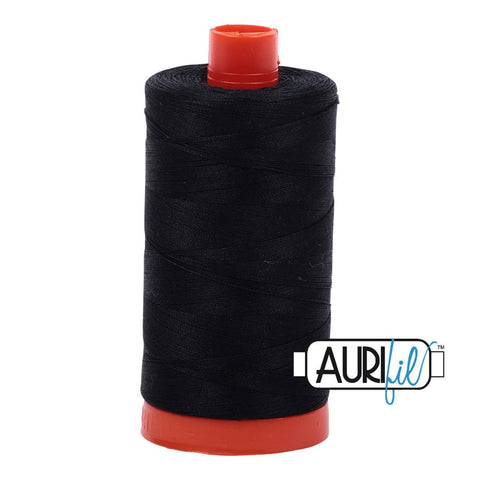 AURIFIL 2692 Black MAKO 50 Weight Wt 1300m 1422y Spool Dark True Black Ink Quilt Cotton Quilting Thread