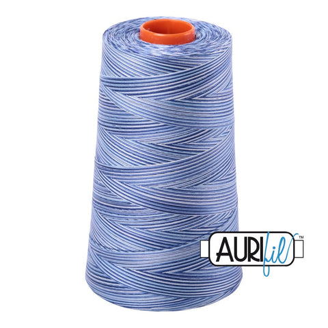 AURIFIL Variegated Cone 4655 Storm At Sea Blue White Egyptian Mako Cotton 50 Weight Wt 5900 Meters 6452 Yards Quilt Cotton Quilting Thread