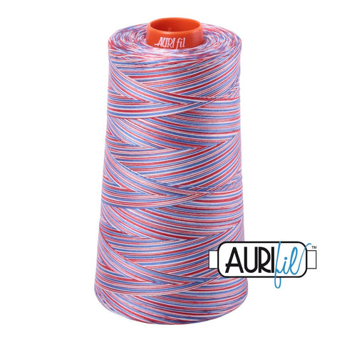 AURIFIL Variegated Cone 3852 Liberty Red White Blue Egyptian Mako Cotton 50 Weight Wt 5900 Meters 6452 Yards Quilt Cotton Quilting Thread