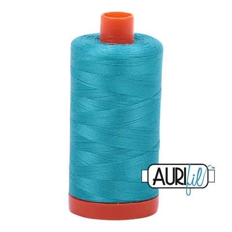 AURIFIL 2810 Turquoise MAKO 50 Weight Wt 1300m 1422y Spool Bright Aqua Teal Blue Quilt Cotton Quilting Thread