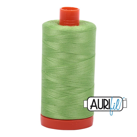 AURIFIL 5017 Shining Green MAKO 50 Weight Wt 1300m 1422y Spool Bright Lime Pea Green Quilt Cotton Quilting Thread