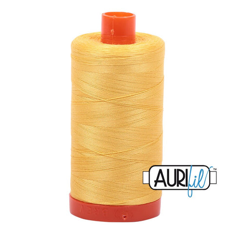 AURIFIL 1135 Pale Yellow MAKO 50 Weight Wt 1300m 1422y Spool Quilt Cotton Quilting Thread