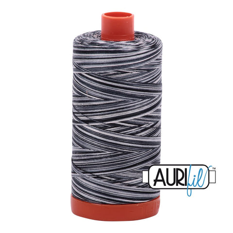 AURIFIL Variegated 4665 Graphite MAKO 50 Weight Wt 1300m 1422y Black Gray Grey White Spool Quilt Cotton Quilting Thread