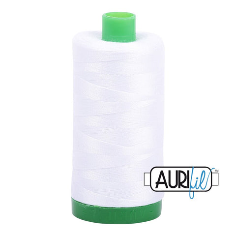 AURIFIL 2024 Bright White MAKO 40 Weight Wt 1000m 1094y Quilt Cotton Quilting Thread