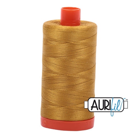 AURIFIL 5022 Mustard MAKO 50 Weight Wt 1300m 1422y Spool Yellow Gold Golden Rod Quilt Cotton Quilting Thread