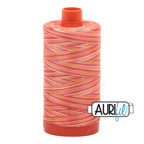 AURIFIL Variegated 4657 Tramonto a Zaogli MAKO 50 Weight Wt 1300m 1422y Pink Orange Yellow White Spool Quilt Cotton Quilting Thread