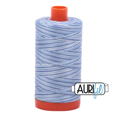 AURIFIL Variegated 4655 Storm at Sea MAKO 50 Weight Wt 1300m 1422y Dark Blue White Spool Quilt Cotton Quilting Thread