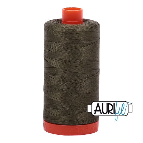 AURIFIL 2905 Army Green MAKO 50 Weight Wt 1300m 1422y Spool Dark Taupe Green Quilt Cotton Quilting Thread