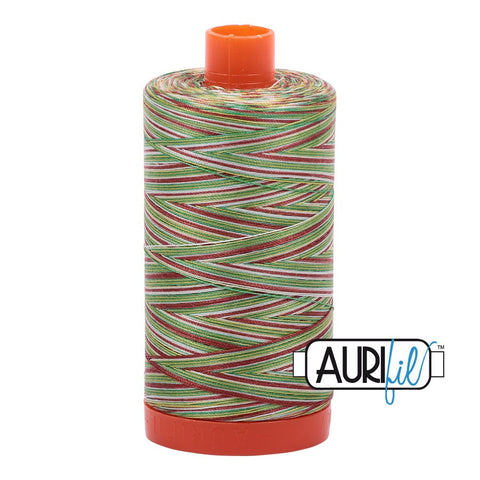 AURIFIL Variegated 4650 Leaves MAKO 50 Weight Wt 1300m 1422y Red Green White Spool Quilt Cotton Quilting Thread