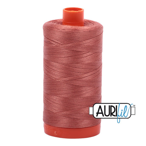 AURIFIL 6728 Cinnabar MAKO 50 Weight Wt 1300m 1422y Spool Red Orange Brown Cinnamon Quilt Cotton Quilting Thread