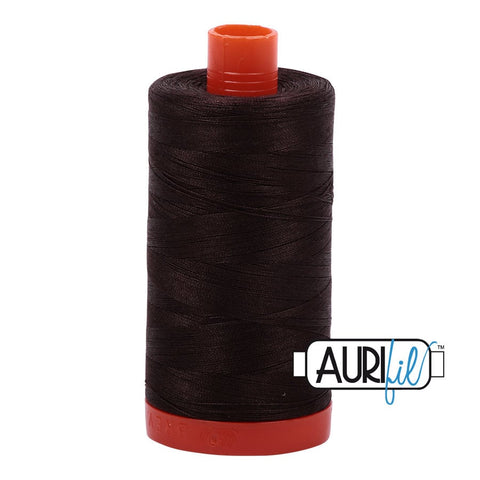 AURIFIL 1130 Very Dark Bark Brown MAKO 50 Weight Wt 1300m 1422y Spool Quilt Cotton Quilting Thread