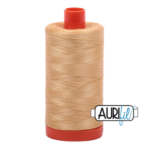 AURIFIL 5001 Ocher Yellow MAKO 50 Weight Wt 1300m 1422y Spool Gold Golden Wheat Quilt Cotton Quilting Thread