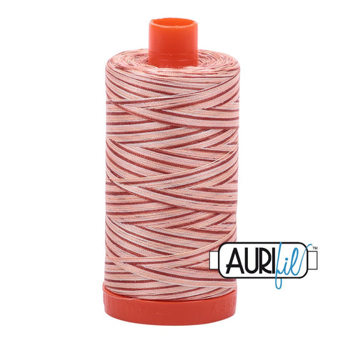 AURIFIL Variegated 4656 Cinnamon Sugar MAKO 50 Weight Wt 1300m 1422y Brown Tan White Spool Quilt Cotton Quilting Thread