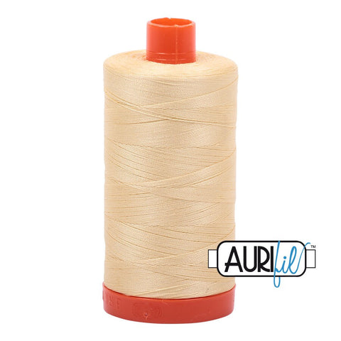 AURIFIL 2105 Champagne Yellow MAKO 50 Weight Wt 1300m 1422y Spool Quilt Cotton Quilting Thread