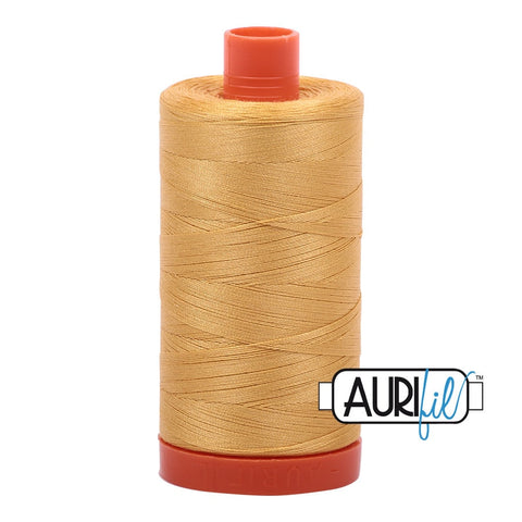 AURIFIL 2134 Spun Gold MAKO 50 Weight Wt 1300m 1422y Spool Quilt Cotton Quilting Thread