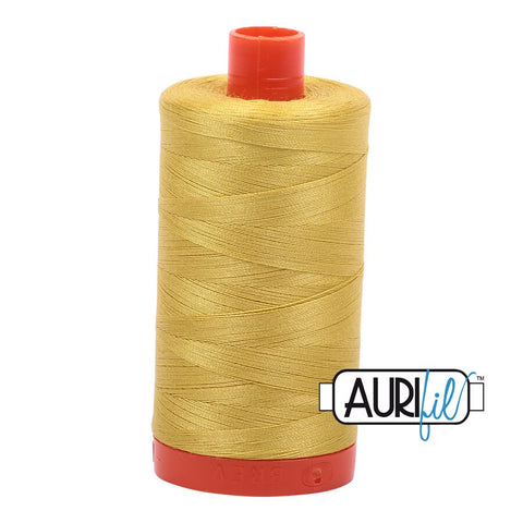 AURIFIL 5015 Gold Yellow MAKO 50 Weight Wt 1300m 1422y Spool Quilt Cotton Quilting Thread