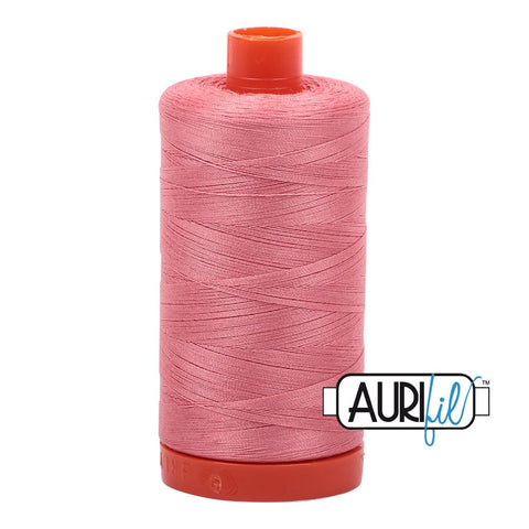 AURIFIL 2435 Peachy Pink MAKO 50 Weight Wt 1300m 1422y Spool Quilt Cotton Quilting Thread