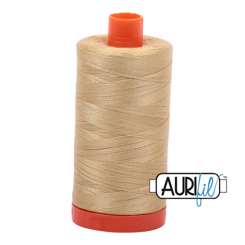 AURIFIL 2915 Very Light Brass MAKO 50 Weight Wt 1300m 1422y Spool Brown Green Quilt Cotton Quilting Thread