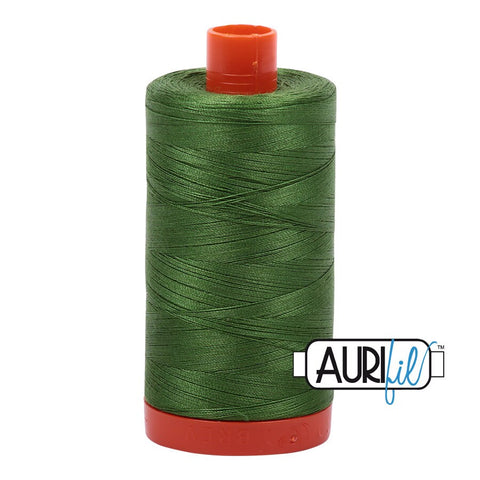 AURIFIL 5018 Grass Green MAKO 50 Weight Wt 1300m 1422y Spool Quilt Cotton Quilting Thread