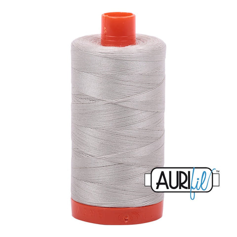 AURIFIL 6724 Moonshine MAKO 50 Weight Wt 1300m 1422y Spool Light Soft Grey Gray Quilt Cotton Quilting Thread