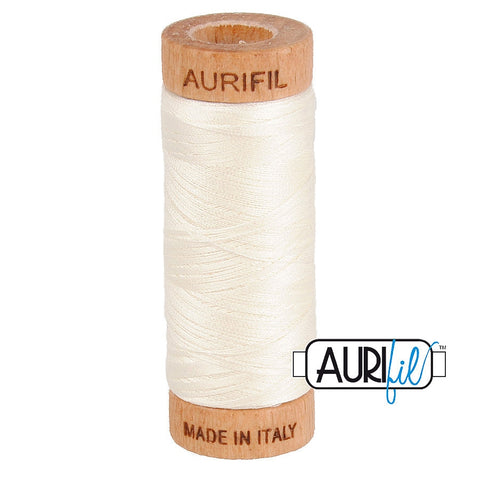 AURIFIL 2026 Chalk White Neutral MAKO 80 Weight Wt 274 meters 300 yards Quilt Hand Applique Cotton Quilting Thread