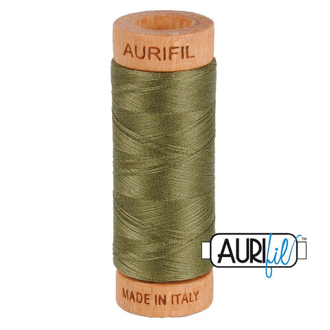 AURIFIL 2905 Army Green Olive MAKO 80 Weight Wt 274 meters 300 yards Spool Quilt Hand Applique Cotton Quilting Thread