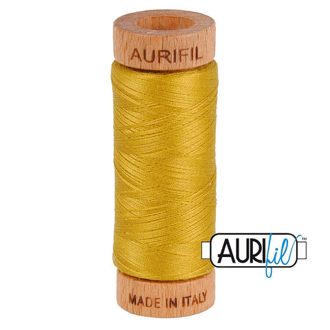 AURIFIL 5022 Mustard Golden Yellow MAKO 80 Weight Wt 274 meters 300 yards Spool Quilt Hand Applique Cotton Quilting Thread