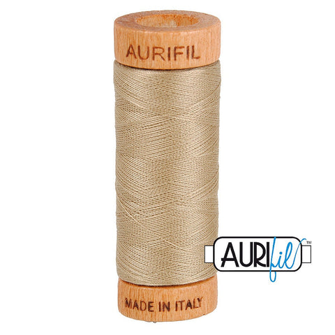 AURIFIL 2325 Linen Tan Beige Neutral MAKO 80 Weight Wt 274 meters 300 yards Spool Quilt Hand Applique Cotton Quilting Thread