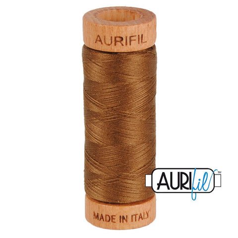 AURIFIL 2372 Dark Antique Gold Brown Tan MAKO 80 Weight Wt 274 meters 300 yards Spool Quilt Hand Applique Cotton Quilting Thread