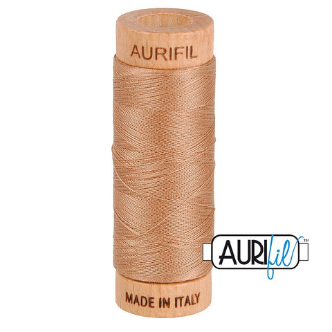 AURIFIL 2340 Cafe Au Lait Tan Light Brown Coffee MAKO 80 Weight Wt 274 meters 300 yards Spool Quilt Hand Applique Cotton Quilting Thread