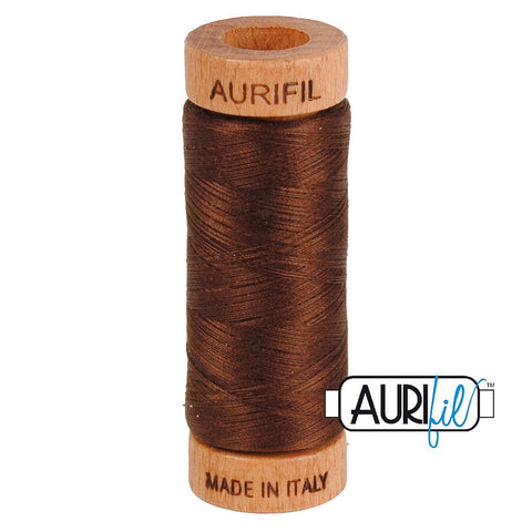 AURIFIL 2360 Chocolate Brown MAKO 80 Weight Wt 274 meters 300 yards Spool Quilt Hand Applique Cotton Quilting Thread