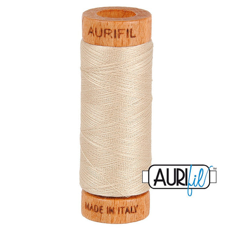 AURIFIL 2312 Ermine Beige Cream Neutral MAKO 80 Weight Wt 274 meters 300 yards Spool Quilt Hand Applique Cotton Quilting Thread