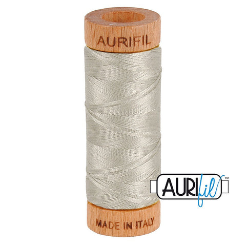 AURIFIL 5021 Light Grey Gray Tan MAKO 80 Weight Wt 274 meters 300 yards Spool Quilt Hand Applique Cotton Quilting Thread