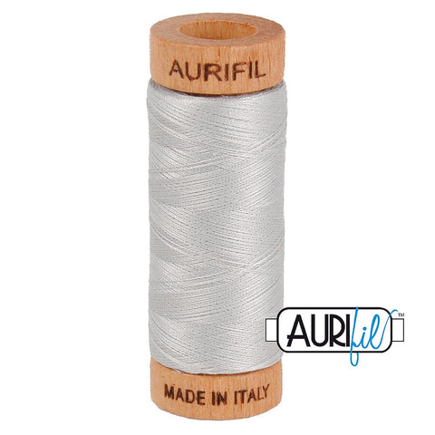 AURIFIL 2615 Aluminum Light Grey Gray Neutral MAKO 80 Weight Wt 274 meters 300 yards Spool Quilt Hand Applique Cotton Quilting Thread